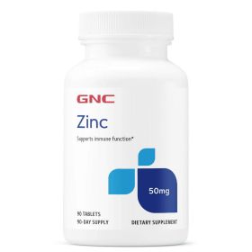 GNC Zinc 50 mg, 90 Tablets, Immune Health Support, Gluten Free Dietary Supplement