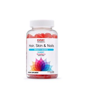 GNC Hair, Skin, & Nails Gummies, 120 Gummies, with 2500 mcg Biotin, Gluten Free, Natural Strawberry Flavor