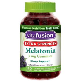 Vitafusion Extra Strength Melatonin Gummies;  Blackberry;  120 Count;  Pack of 6