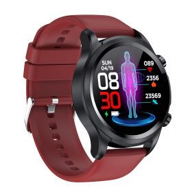 E400 non-invasive blood glucose ECG+PPG temperature blood pressure blood oxygen heart rate temperature intelligent health watch (colour: red)